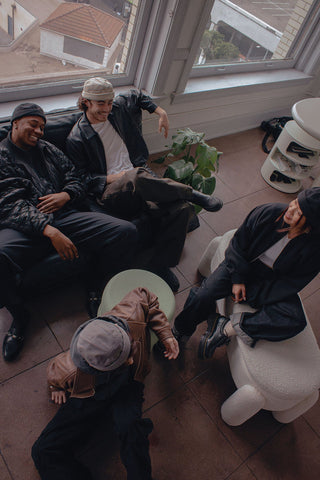 A group of people are laughing together