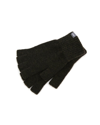 Fingerless gloves worn during a winter hike