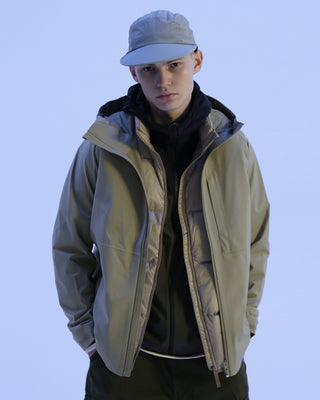 Close-up of a camp cap highlighting its fabric and details.