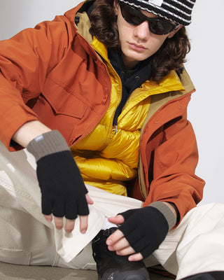 Warm winter gloves in a cozy indoor environment