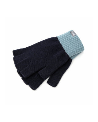 Close-up of cozy winter gloves in a snowy setting