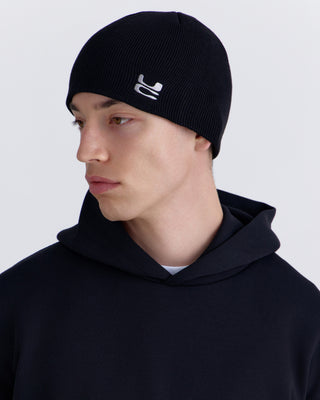 tone-on-tone minimalist winter beanie