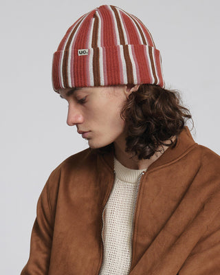 Street style look featuring a classic beanie