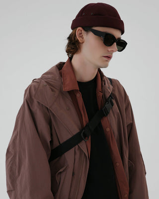 Skull cap in an urban setting