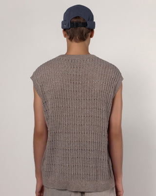 Close-up of a skull cap with detailed stitching