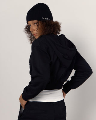 Winter fashion look featuring a classic beanie