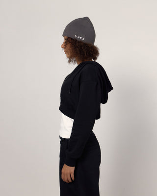 Close-up of a knitted beanie texture