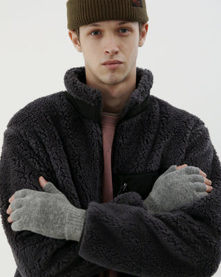 model-wearing-undercontrol-brand-gray-color-knit-gloves-photo