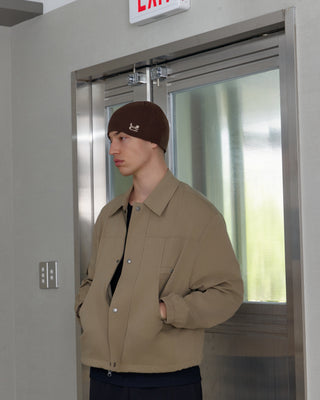 soft cuffless knit hat for layering
